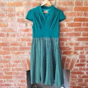 Lindy Bop - Green & Polka Dot Megan Dress